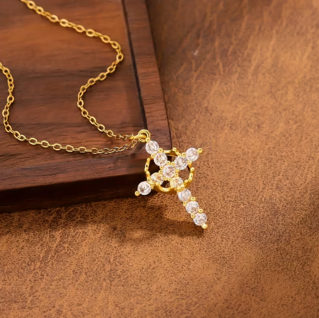 AfriAura-Crown Cross Pendant Necklace