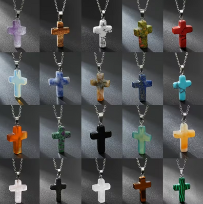 AfriAura- Sacred Quartz Cross Pendant Necklace